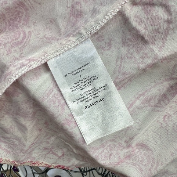 Maje pink printed pleated mini dress with long sleeves size 3 / XL - Picture 9 of 11